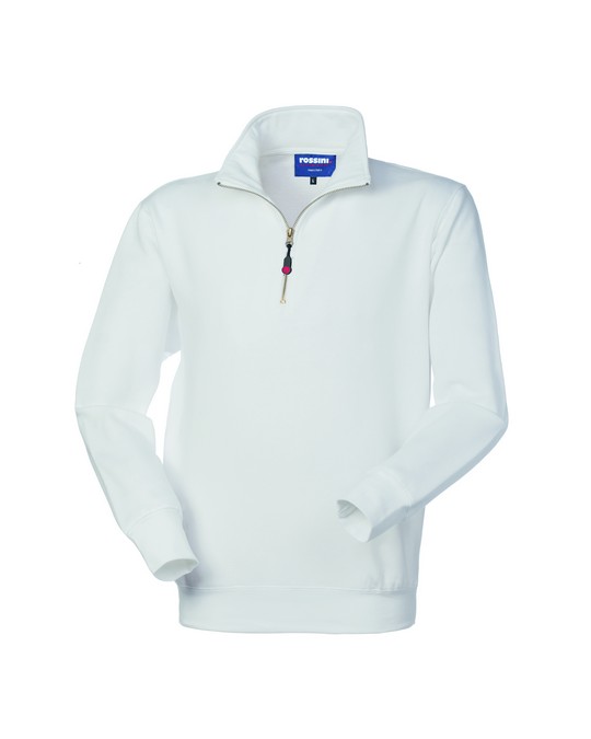 Felpa uomo mezza zip Rossini Phert  280 gr 70%cotone 30%poliestere Bianca
