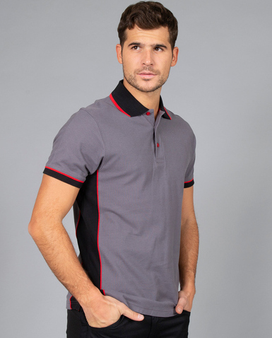 Polo Durban Grey/Black particolari rossi 100% cotone 200gr