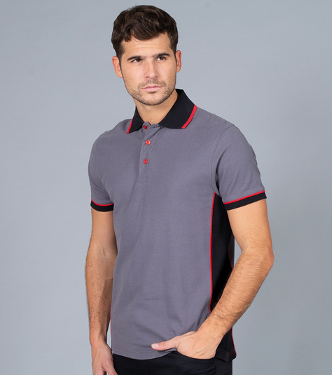 Polo Durban Grey/Black particolari rossi 100% cotone 200gr