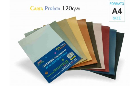 Carta PERLATA A4 120gr Conf. 50fgg Col. Assortiti