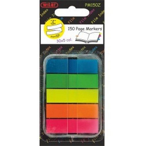 Segnapagina Colorati 12x45mm 5 Colori Neon con Dispenser
