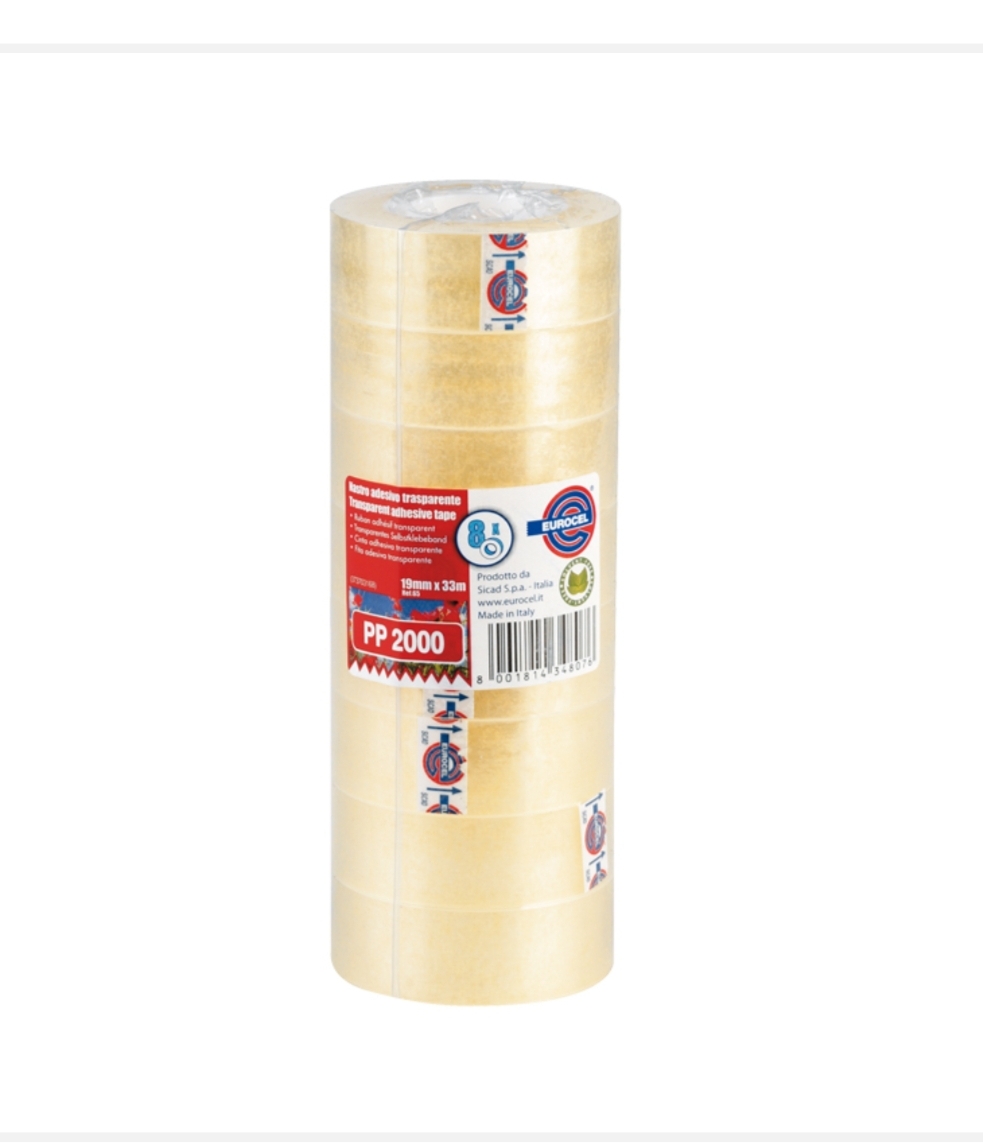 Nastro adesivo 19x33 trasparente Eurocell PP2000 Conf. 8pz